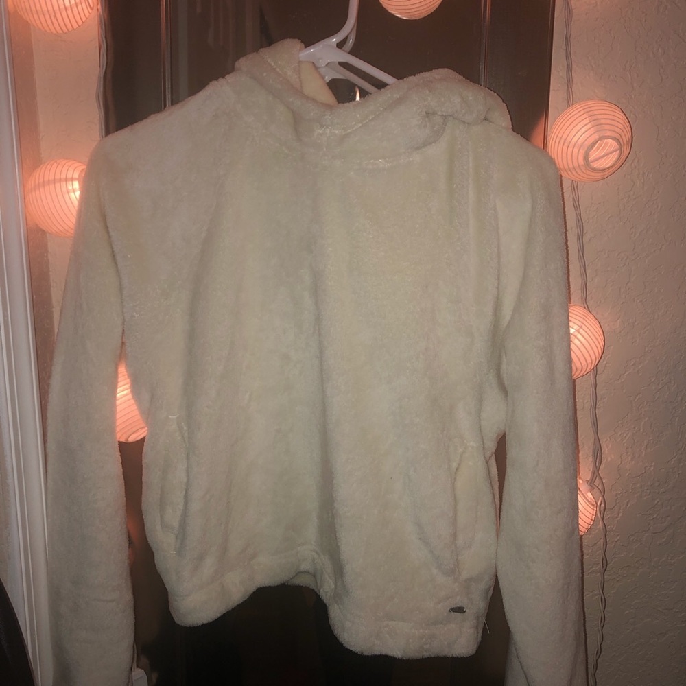White faux fur hoodie